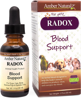 Amber Naturalz Radox Blood Support Herbal Blend For Dogs, Cats, Birds, Guinea Pigs, And Rabbits | Herbal Pet Supplement For Circulation And Iron | 1 Fluid Ounce Glass Bottle | Manufactured In The Usa