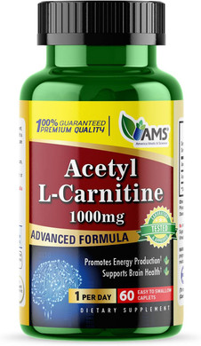 America Medic & Science Acetyl L-Carnitine 1000Mg (60 Tablets) | Dietary Supplement For Men And Women | Promotes Energy Production | Supports Brain Health | Helps Improve Memory And Focus