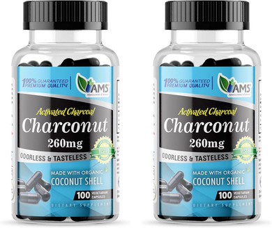 America Medic & Science Charconut 260 Mg (100 Capsules) | Activated Charcoal Supplement For Men & Women | Made With Coconut Husk | Promotes Better Stomach And Digestive Health | Gas & Bloating Relief