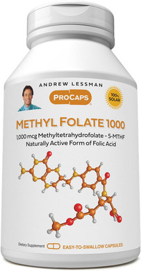 Andrew Lessman Methyl Folate 1000Mg - 240 Capsules - 1000 Mcg L-Methyl Folate, Potent Levels Of Essential Vitamin B9. Supports Healthy Heart, Brain, Immune And Pregnancy. Easy To Swallow Capsules