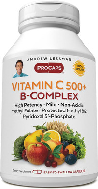 Andrew Lessman Vitamin C 500 Plus B-Complex 60 Capsules - Non-Acidic Vitamin C Plus Citrus Bioflavonoids For Immune System And Anti-Oxidant Support. Easy-To-Swallow Capsules. No Additives