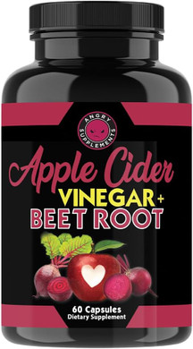 Angry Supplements Apple Cider Vinegar + Beet Root Powder Capsules, Pure Acv Beetroot 1000Mg Per Serving, Nitric Oxide Booster & Digestive Health For Men And Women (60Ct, 1-Month Supply)