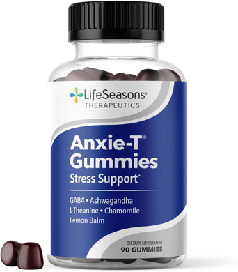 Anxie-T - Stress Relief Gummy - Vitamin Supplement For Mood & Mental Focus Support - Feel Calm And Relaxed - Rapidly Eases Tension - Ashwagandha, Gaba & L-Theanine - 90 Gummies