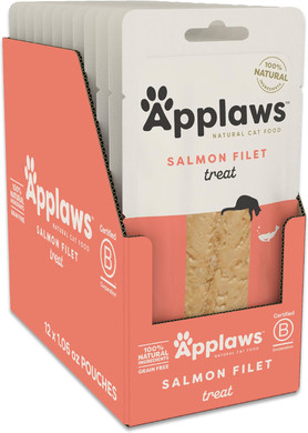 Applaws Natural Cat Treats, Grain-Free, Single Ingredient, Whole Protein Fillet, Healthy Snacks With No Artificial Additives (12 X 1.06Oz Whole Salmon Loin)