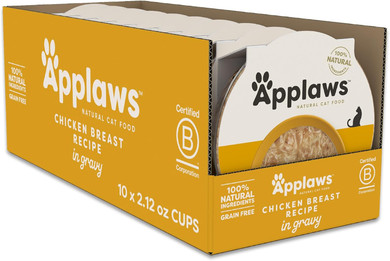 Applaws Natural Wet Cat Food In Gravy, Limited Ingredient Cat Food Cups, Grain-Free, Cat Food Pots, No Artificials, 100% Natural Ingredient Cat Food, Chicken Breast In Gravy (10 X 2.12 Oz Cups)