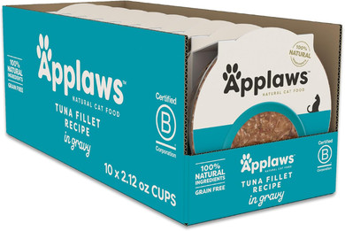 Applaws Natural Wet Cat Food In Gravy, Limited Ingredient Cat Food Cups, Grain-Free, Cat Food Pots, No Artificials, 100% Natural Ingredient Cat Food, Tuna Fillet & Crab In Gravy (10 X 2.12 Oz Cups)