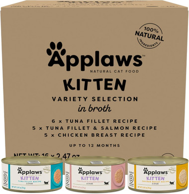 Applaws Natural Wet Kitten Food In Broth, Limited Ingredient Canned Wet Kitten Food, No Additives, Made With Natural Ingredients, Chicken Breast In Broth (24 X 2.47Oz Cans)