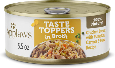 Applaws Taste Toppers, Grain-Free Dog Food Topper, Limited Ingredient, Chicken & Beef Liver With Pumpkin, Carrots & Peas In Broth (12 X 5.5Oz Cans)