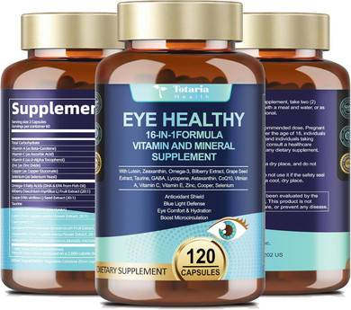 Areds 2 Eye Vitamins And Mineral Bilberry Extract Omega-3, Eye Vitamins For Seniors Macular Health And Dry Eye, Eye Vitamins Lutein And Zeaxanthin Support Eye Strain & Hydration (120 Capsules)