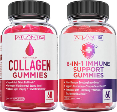 Atlantis Nutrition Collagen 60 Gummies + 8-In-1 Immune Support 60 Gummies
