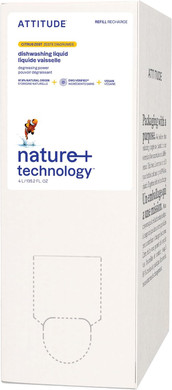 Attitude Dish Soap Refill, Ewg Verified, Plant-Based & Vegan Dishwashing Liquid, Naturally Derived, Olive & Coriander Scent, 135.3 Fl Oz