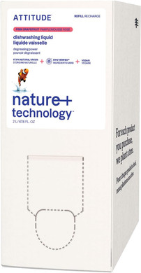 Attitude Dish Soap Refill, Ewg Verified, Plant-Based & Vegan Dishwashing Liquid, Naturally Derived, Pink Grapefruit, 67.6 Fl Oz