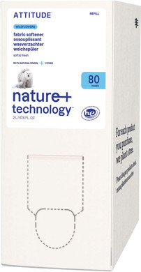 Attitude Liquid Fabric Softener Refill, Plant-Based & Vegan, He Compatible, Naturally Derived, Wildflowers Scent, 80 Loads, 67.6 Fl Oz