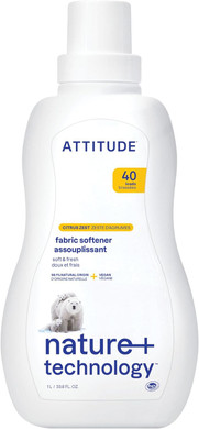 Attitude Liquid Fabric Softener, Plant-Based & Vegan, He Compatible, Naturally Derived, Pink Grapefruit Scent, 40 Loads, 33.8 Fl Oz