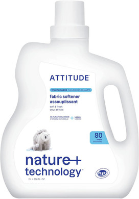 Attitude Liquid Fabric Softener, Plant-Based & Vegan, He Compatible, Naturally Derived, Pink Grapefruit Scent, 80 Loads, 67.6 Fl Oz