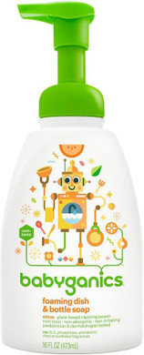 Babyganics Foaming Dish & Bottle Soap, Pump Bottle, Citrus, Plant-Derived Cleaning Power, Removes Dried Milk, 16 Fl Oz