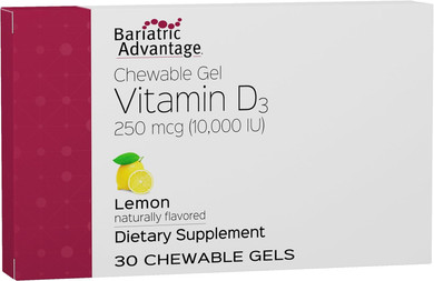 Bariatric Advantage Vitamin D Gels 10,000 Iu - Vitamin D3 Chewable Gels - Bone Health Support* - For Bariatric Patients - Good Flavor Vitamins - Easy To Use - 30 Count