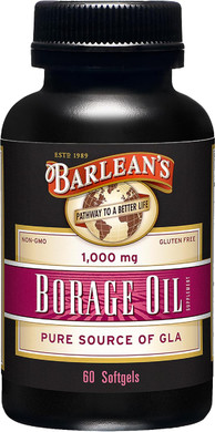 Barlean'S Borage Oil Supplements, Cold Pressed Pure Borage Seed Oil Supplement Softgels For Men And Women, 1000 Mg Gla Fatty Acids, 60 Count
