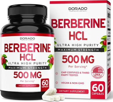 Berberine Supplement 500Mg Per Serving (60 Capsules) Berberine Hcl For Gut Health Support For Men And Women - Premium Supplements For Adults - Third Party Tested - Vegan Capsules & Usa Made