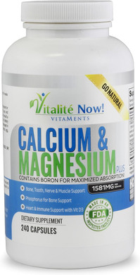 Best Calcium & Magnesium + Vitamin D3 400 Iu - Highly Absorbable With Boron - 10 Forms Of Calcium + Phosphorus For Bone Strength - All Natural - 240 Capsules - 2 Month Supply!