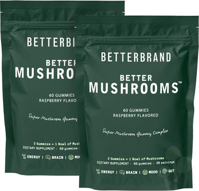 Betterbrand Bettermushrooms Mushroom Gummies To Support Gut Health, Metabolism, Energy, Focus - Lion'S Mane, Cordyceps, Chaga & Maitake Mushroom Supplement - Maintains Healthy Immune System