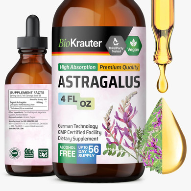Bio Krauter Astragalus Tincture - Astragalus Root Liquid Extract For Immune Support - Alcohol And Sugar Free - High Absorption - Vegan Drops 2 Fl.Oz
