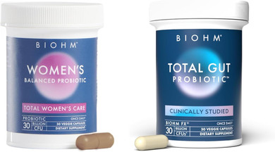 Biohm Total Probiotic For Women Bundle, 30 Billion Cfu Probiotics For WomenS Balanced, Natural, Digestive Enzymes, Clinically Studied, Non-Gmo, 30 Servings Each