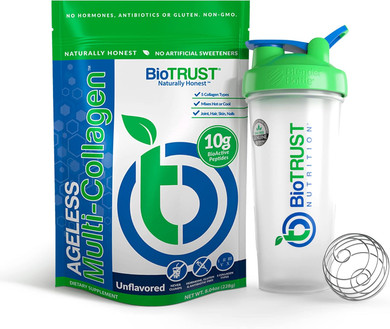 Biotrust Ageless Multi Collagen 5-In-1 Protein Powder (Unflavored) Blenderbottle Bundle