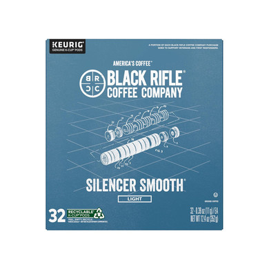 Black Rifle Coffee Company Light Roast K Cups - Single Serve K Cups Coffee Pods - Kcup Pods Compatible With Keurig 1.0 & 2.0 - Made From Pure Arabica Beans (Silencer Smooth, 32 Count)