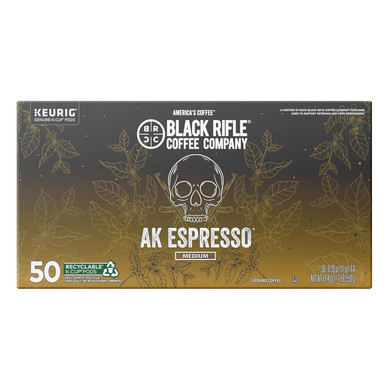 Black Rifle Coffee Company Medium Roast K Cups - Single Serve K Cups Coffee Pods - Kcup Pods Compatible With Keurig 1.0 & 2.0 - Made From Pure Arabica Beans (Ak Espresso, 50 Count)
