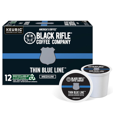 Black Rifle Coffee Company Medium Roast K Cups - Single Serve K Cups Coffee Pods - Kcup Pods Compatible With Keurig 1.0 & 2.0 - Made From Pure Arabica Beans (Thin Blue Line, 12 Count)