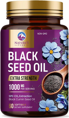Black Seed Cumin Oil 1000Mg - Premium Extra Strength Nigella Sativa Blackseed Oil - Black Seed Oil Skin, Digestive Health & Immune Support - Non-Gmo Antioxidant, Gluten Free Supplement - 60 Softgels