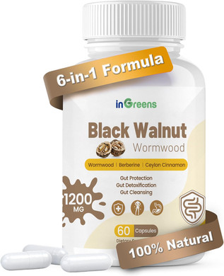 Black Walnut With Sweet Wormwood, Berberine, Ceylon Cinnamon, Inulin, Olive Fruit, Digestive Health, 60 Capsules