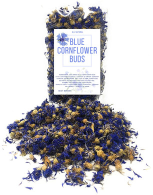 Blue Cornflower Buds - Dried And Grown In Germany, Non-Gmo, Culinary-Grade (1.05 Oz/ 30 Grams) - Naturally Grown Herbal Flower Buds For For Tea Blends & Decoration (Centaurea Cyanus)
