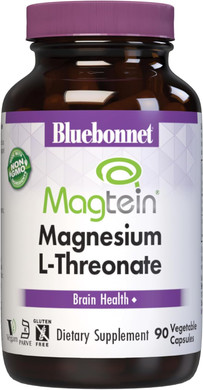 Bluebonnet Nutrition Magtein Magnesium L-Threonate, Brain Health*, Non-Gmo, Vegan, Kosher Certified, Gluten-Free, Soy-Free, 90 Vegetable Capsules, 30 Servings