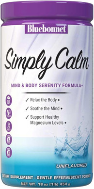 Bluebonnet Nutrition Simply Calm Powder, For Calm*, Muscle Cramps*, Stress Relief*, Vegan, Vegetarian, Non Gmo, Gluten Free, Soy Free, Milk Free, Kosher, 16 Oz, 90 Servings, Unflavored