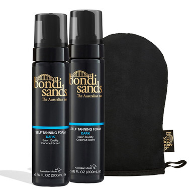 Bondi Sands Dark Self Tanning Foam Value Kit | Includes 2 Lightweight Sunless Tan Foams + 1 Application Mitt For A Flawless Finish (54 Value)