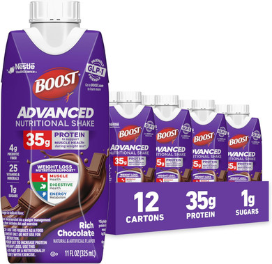 Boost Advanced Nutritional Protein Shake, Weight Loss Nutrition Support*, 35G High Protein Glp-1 Friendly Shake, Ready To Drink - Very Vanilla, 12-11 Fl Oz (325 Ml) Cartons