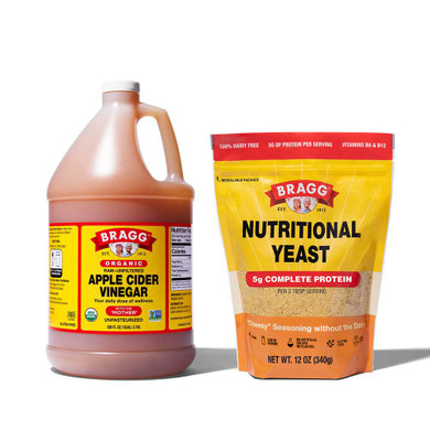 Bragg Premium 12 Ounce Nutritional Yeast Seasoning Pouch - Vegan, Gluten Free Cheese Flakes And Organic Apple Cider Vinegar With The Mother 1 Gallon