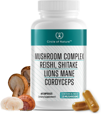 Brain Booster Mushroom Complex Supplement, Natural Mood Uplifter With 10 Function Mushrooms, Lions Mane, Reishi, Cordyceps And 7 More In Capsules 1330Mg Made In Usa, 60 Capsules
