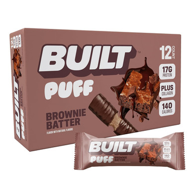 Built Bar, Puff Protein Bars, Coconut Puff, 17G Protein Snacks, On-The-Go Bars, Only 140 Calories, 6G Sugar, Collagen, Gluten Free, 12 Count