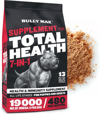 Bully Max 7-In-1 Dog Multivitamin Powder With Omega 3, 6, Glucosamine & Chondroitin For Immune System, Digestive & Joint Health - Food Topper, Vitamins & Supplements For Puppy & Adult Dogs, 13Oz Bag