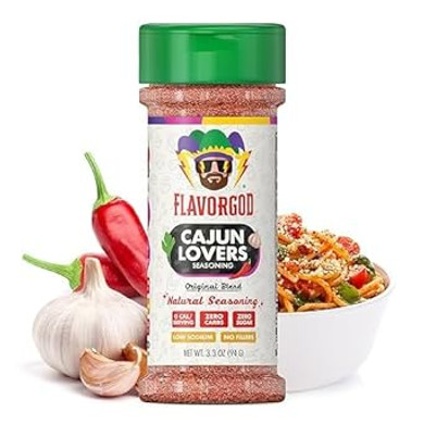 Cajun Lovers Seasoning Mix By Flavor God - Premium All Natural & Healthy Spice Blend For Grilling Chicken, Beef, Seafood, Vegetables, Salad, Tacos, Pizza, & Pasta - Kosher, Gluten-Free, Dairy-Free, Vegan, Keto Friendly