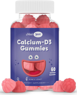 Calcium + D3 Gummy  Chewable Supplement For Bone Support  Kosher Gummies For Women, Men & Kids  Coral Source With Vitamin D  Kids Calcium & Immune Support  Citrate-Free  60 Count