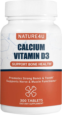 Calcium 1000 Mg With Vitamin D3, Bone Health Supplement For Adults, Support Muscel Nerve Health And Calcium Absorption, 300 Tablet