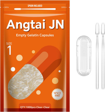 Capsules Size 1 Empty Gelatin Pill Gel Caps Pure Bovine Clear (1,000 Count) Gluten Free, Non-Gmo, Halal Certified Filling Kit With 2 Spoons For Diy Your Own Supplements