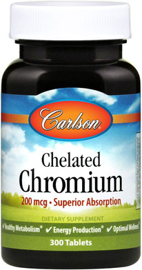 Carlson Chelated Chromium 200 Mcg Superior Absorption - Healthy Metabolism Energy Production & Optimal Wellness - 100 Tablets