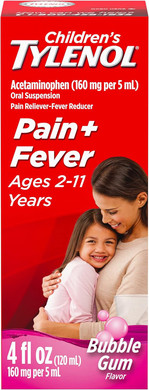 Children'S Tylenol Oral Suspension Medicine, Kids' Liquid Medicine Pain Reliever & Fever Reducer For Cold + Flu Symptoms, Aspirin-, Ibuprofen- & Alcohol- Free, Bubble Gum, 4 Fl. Oz