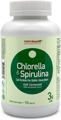Chlorella & Spirulina 720 Tablets X 3 Bottles - Chlorella, Spirulina, Antioxidants, Vitamins, Rich In Proteins, Broken Cell Wall (2160 Count)