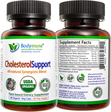 Cholesterolsupport Heart Health Blend | Usda Organic Supplement W/Extracts Of Green Tea, Dandelion, Bitter Melon, Moringa | 60-Day Supply | Vegan, Non-Gmo, Gluten-Free, Made In Usa